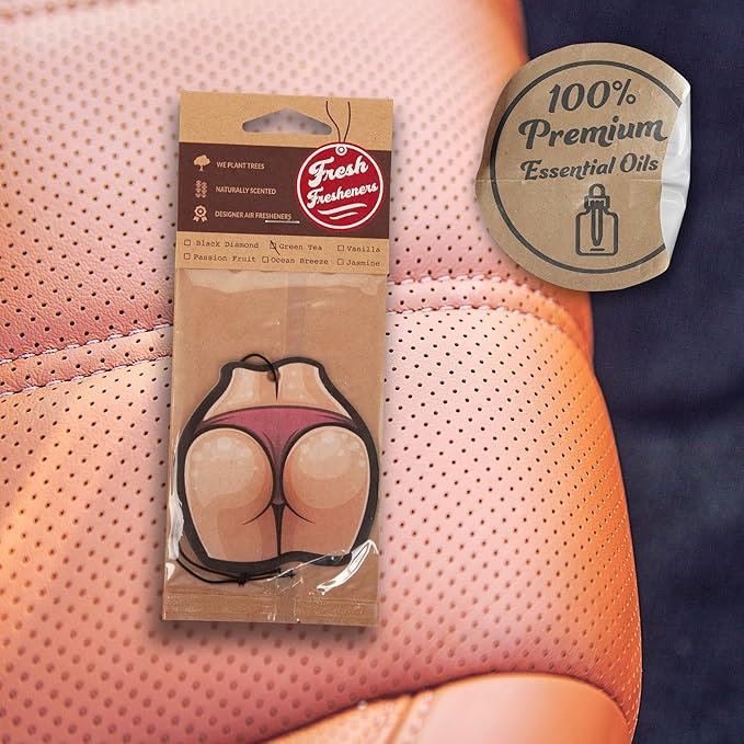 Fresh Fresheners Cute and Funny Car Air Fresheners 4 Pack Scented with Premium Oils (Beachy)