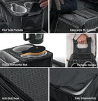Center Console Cup Holder, Universal Car Armrest Storage Box with Bottle Holder & Tissue Slot & Side Pockets, Car Back Seat Truck Boat Couch Organizer PU Leather