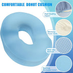 BlissTrends Donut Pillow Seat Cushion,Donut Chair Cushions for Postpartum Pregnancy & Hemorrhoids,Tailbone Pain Relief Cushion,Memory Foam Lifting Cushions for Office&Home Chairs (Light Blue)