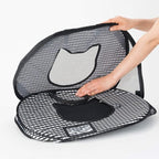 Necoichi Stress-Free Cat Travel Carrier Collapsible Gray White for 2 Cats, for Indoor Cats Small Medium Large Cats(Black)