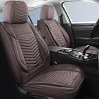 Nappa Leather Car Seat Covers Full Set, Brown Car seat Protector 5 Seats, Waterproof Car Seat Cushion, Universal Automotive Seat Covers Fit for SUV Truck Pick-up Sedan, Front and Rear