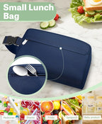 Small Insulated Snack Bag Lunch Bag for Kids Lunch Box for Women/Men, Collapsible [3L/5-Can] Reusable Lunch Bag Cooler Bag for Bottle with Handle Buckle for Work/School/Travel,Dark Blue