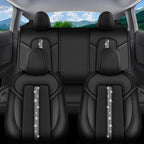 AOMSAZTO Upgrade for Tesla Model Y Seat Covers, Half Surround Bling Diamond Leather Seat Protectors, Airbag Compatible & Custom Fit 2020 2021 2022 2023 2024 5-Seater Full Set, Easy to Install