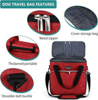 BAGLHER Dog Travel Bag, Pet Travel Bag (ALL Pet Travel Supplies), With 2 Pet Food Containers and 2 Collapsible Silicone Bowls; Essential Kits for Travel Red