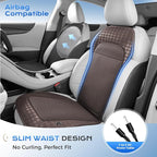 Coverado Summer Cooling Car Seat Cushion, 12V-24V Dual Blowing & Suction Ventilated Pad with 8 Turbo Fans, 3-Speed Adjustable Universal Fit for Hot Weather Car, SUV, Truck & Van-Brown