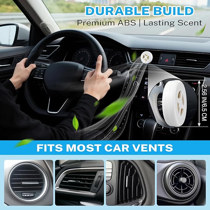 Car Fragrance Holder Compatible with Bath & Body Works Refills (Not Included), Air Freshener Vent Clip or Visor Clip, Refillable Scent Holder, Easy to Open Car Diffuser Accessory (White)