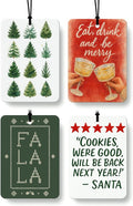 Green and Red Christmas Berry Air Freshener 4 Pcs, Green Xmas Tree Fa La La Alcohol Lover Hanging Air Freshener for Kitchen Bar Cars, Christmas Car Accessories Mirror Decor for Women Men