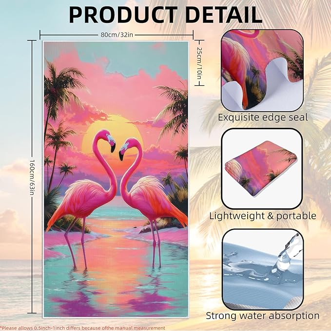 1 Pack Car Towel Seat Covers with Storage Bag, Multifunctional Towel for Gym Outdoor Sport, Picnic, Beach, Pet Dog Travel,Non-Slip Washable Car Seat Protector (Flamingo)