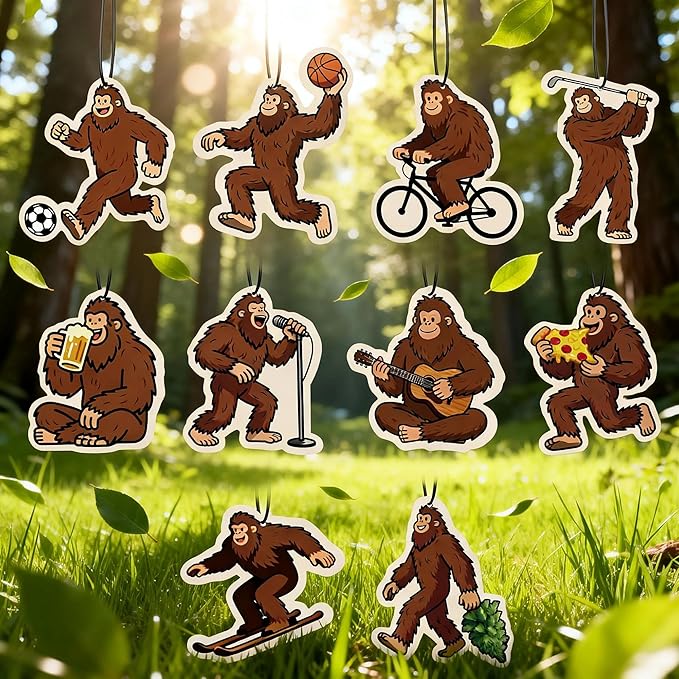 Big Foot Car Air Freshener 10-Pack for Men – Funny Sasquatch Car Air Freshener Hanging, New Car Scent, Humorous Gifts for Boyfriend, Husband, Dad, Truck Drivers