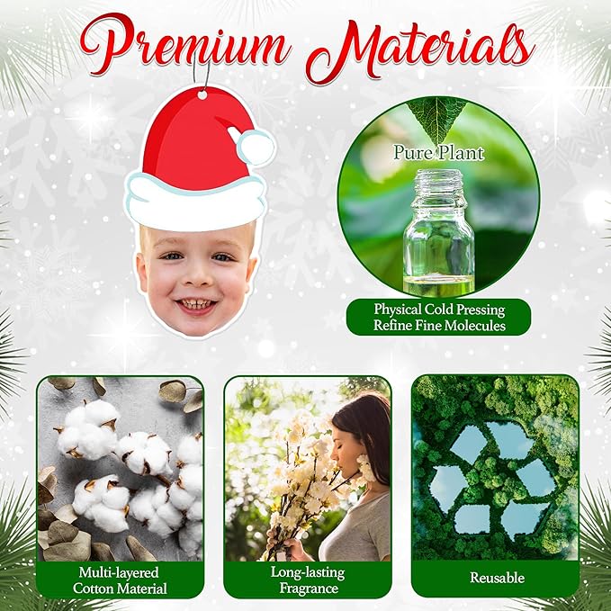 Custom Car Air Freshener - Christmas Hanging Car Air Freshener - Personalized Christmas Ornament with Face Photo Funny Design
