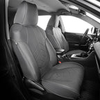 for Toyota RAV4 Seat Covers 2019 2020 2021 2022 2023 2024 2025 RAV 4 Prime & Hybrid XLE LE Limited XLE Premium (Not for XSE/SE Hybrid) - Custom Leather Car Seat Covers Full Set - BlackGrey