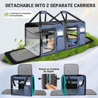 Petskd 2 in 1 Double Cat Car Travel Carrier with Litter Box, 38"x17"x18" Portable Dual Extra Large Cat Carrier for Multiple Cats with Zipper Locks for Moving Across The Country