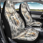 KEIAHUAN Car Seat Cover Full Set of 4 for Men Front Saddle Blanket Rear Split Bench Protection Cover Car Interior Accessories Decoration Fit Most Trucks, SUV or Vans American Flag Camo Deer Hunting