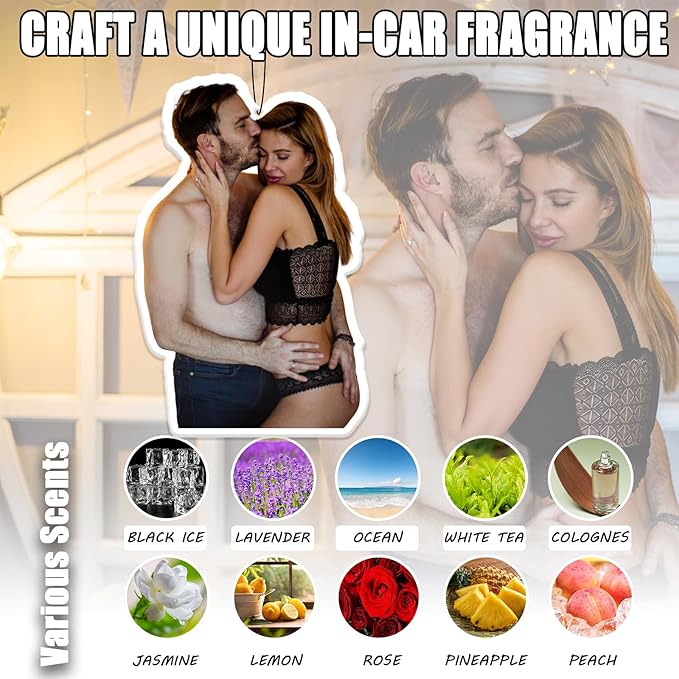 6Pcs Custom Air Fresheners with Picture - Double Sided Print Personalized Car Air Freshener with Logo Personalized Gifts for Valentine's, Car Charms for Rear View Mirror. (6pcs-Crop)