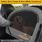 PAWZIDEA Portable Dog Crate for Car Travel, Collapsible Pet Travel Crates for Medium & Large Dogs, Enclosed Soft-Sided Car Kennel Carrier for Backseat, Secures w/Seatbelt & Headrest Strap, Chew-Proof