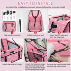 PetsHome Dog Car Seat Foldable Dog Car Booster Seat Waterproof Breathable Oxford Travel Bag for Small to Medium Dogs, Puppies, and Pets-Pattern Pink