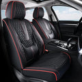 Coverado Front Seat Covers, Car Seat Covers Front Seats, Nappa Leather Seat Covers for Cars, Waterproof Seat Covers with Lumbar Support Universal Fit for Most Cars SUV Trucks (Front, Black-Red line)