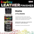 Crazy Colors Premium Dull Matte Acrylic Leather and Shoe Paint Finisher, 2 oz Bottle - Clearcoat Sealant Protection - Durable Scratch, Crack, Peel, Fade Resistant Finish - Artwork Jackets, Bags Purses