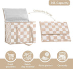 Checkered Insulated Grocery Bags 2 Pack, Checkerboard Cooler Shopping Bags for Groceries, Insulated Bags for Food Delivery