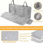 Dog Car Seat Cover for Back Seat & Front Seat, Plush Faux Fur Pet Car Seat Protector with Waterproof Layer, Non-Slip Bottom, Side Flaps, Machine Washable (Back Seat Gray)
