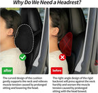Car Headrest Pillow, Suede Car Headrest Pillow for Neck Support with Adjustable Strap, Universal Fit Head Rest Travel Pillow Car Pillow for Pain Relief (Black)