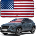 Windshield Sun Shade - American Flag Design, High-Resolution Sun Visor for Car, Truck, SUV with Mirror Cut-Out for Interior Sun Protection, Foldable Car Sun Shade (Original, Large)