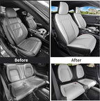 Customized Fit Ford Mustang Coupe Hardtop 2015-2026 Waterproof Leather Car Seat Cover 10PCS (M-Gray&Black)