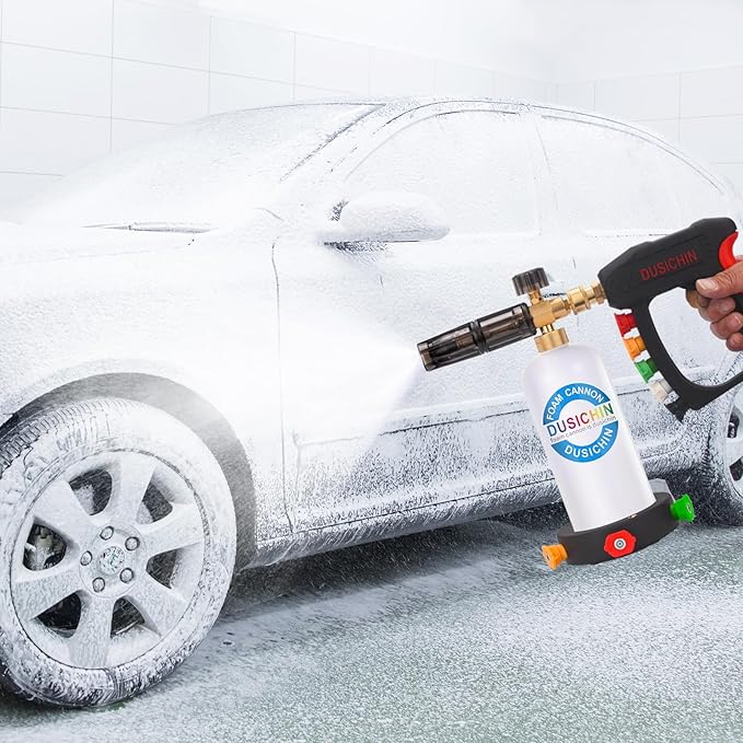 DUSICHIN SFL-001 Foam Cannon Snow Foam Lance Pressure Washer Jet Wash Quick Release Adjustable Nozzle 1/4 Inch Male Fitting Foam Dispenser