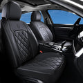 Coverado Car Seat Covers, Front Seat Cover, 2 Pack Waterproof Seat Covers for Cars, Luxury Faux Leather Car Seat Cushions, Car Seats Protectors, Black Car Seat Covers Universal Fit for Most Vehicles