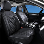 Coverado Car Seat Covers, Front Seat Cover, 2 Pack Waterproof Seat Covers for Cars, Luxury Faux Leather Car Seat Cushions, Car Seats Protectors, Black Car Seat Covers Universal Fit for Most Vehicles
