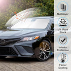 Windshield Sun Shade Custom Fit 2018-2024 Toyota Camry LE XLE Hybrid SE XSE Sedan Accessories Front Foldable Window Sunshade