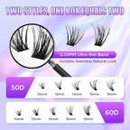 Lash Extension Kit DIY Lash Clusters Kit Eyelash Extensions Individual Lashes Extensions with (Bond,Seal,Tweezers,280Pcs,50D+60D, 0.07D,10-18mm)