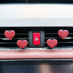Crystal Heart Car Air Vent Clips, Sparkly Rhinestone Bling Diamond Auto Freshener Holder 4 Pack with Fragrance (Red, Ocean)