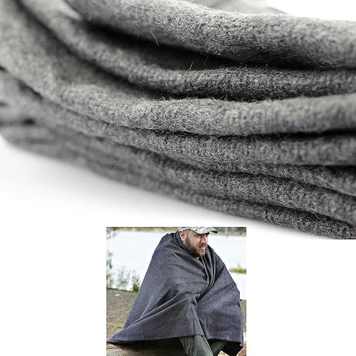 1 Wool Blanket Outdoor Cover Military Camping Survival Warm 51"x80" 2lbs Large Outdoors Camping Stadium Blanket Picnics Travel Moving Survival Kit Camp Sleeping Outdoor Furniture Blanket Car Home
