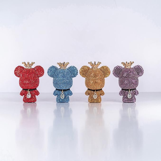 Cute Car Accessories, Bling Crystal Bear Car Air Freshener With Vent Clip,Rhinestone Aesthetic Car Decor Interior Decoration (BLUE)