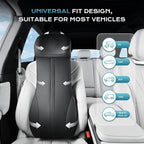 Coverado Car Seat Cushion and Lumbar Support Headrest Pillow One Piece, Ergonomic Memory Foam Car Neck Pillow & Back Support, Soft Leather Breathable Driving Seat Cushion Sciatica Pain Relief, Black
