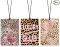 Lacama Retro Pink Cheetah Car Air Freshener 3Pcs, Retro Funky Cheetah Floral Luxury Club Cars Scents Air Freshener for Women Girls Gifts, Coquette Girly Car Accessories Interior Mirror Decor Hanging