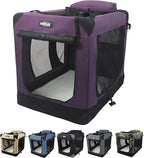 EliteField 3-Door Folding Soft Dog Crate with Carrying Bag and Fleece Bed (2 Year Warranty), Indoor & Outdoor Pet Home (24" L x 18" W x 21" H, Purple)