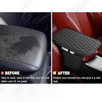 Car Center Console Cover, Leather Vehicle Armrest Seat Box Cushion Pad with Storage Bags, Waterproof Automotive Middle Console Protector, Universal for SUV RV Truck (Black)