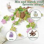 Crochet Car Air Freshener, 8ml Empty Refillable Oil Diffuser Bottle with Hanging Crochet Pink Daisie Plant & Hanging Tools, Car Rearview Mirror Diffuser for Wall Art & Home & Office Decoration