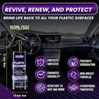 Plastic Restorer for Cars Ceramic Plastic Coating Black Trim Quick Restoration Bring Faded Rubber and Vinyl Back to Life, Buff for Shine, Restore Flexibility, UV Protection - 5oz/150ml