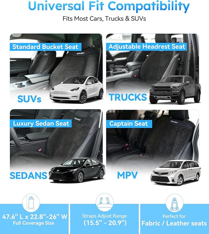 Car Seat Towel | Premium Microfiber Towel Seat Covers for Cars - Universal Fit & Waterproof | Sweatproof & Machine Washable Non-Slip Car Seat Towel Cover After Gym, Beach, Yoga (Black, 1 Pack)