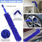 anngrowy 56.7" Car Wash Brush Mop Kit Mitt Sponge with Long Handle Car Cleaning Supplies Kit Tools Car Washing Duster Exterior Scratch Free, Chenille Replacement Head Extension Pole (Blue Set)