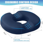 BlissTrends Donut Pillow Seat Cushion, Donut Chair Cushions for Postpartum Pregnancy & Hemorrhoids, Tailbone Pain Relief Cushion, Memory Foam Lifting Cushions for Office & Home Chairs (Blue, X-Large)