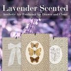 Vintage Neutral Butterfly Floral Lavender Car Air Freshener 3Pcs, Coquette Bow Rustic Moth Flower Scents Air Freshener for Women Girls, Retro Car Accessories Interior Mirror Decor Hanging