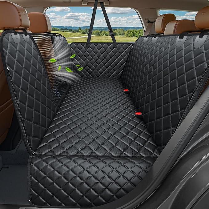 URPOWER 4 in 1 Dog Car Seat Cover for Back Seat, Waterproof Dog Hammock with Mesh Window and Side Flap Pet Car Seat Protector Dogs Backseat Cover for Full Size Trucks