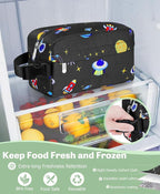 Small Insulated Snack Bag Lunch Bag for Kids Lunch Box for Women/Men, Collapsible [3L/5-Can] Reusable Lunch Bag Cooler Bag for Bottle with Handle Buckle for Work/School,Planet Astronauts
