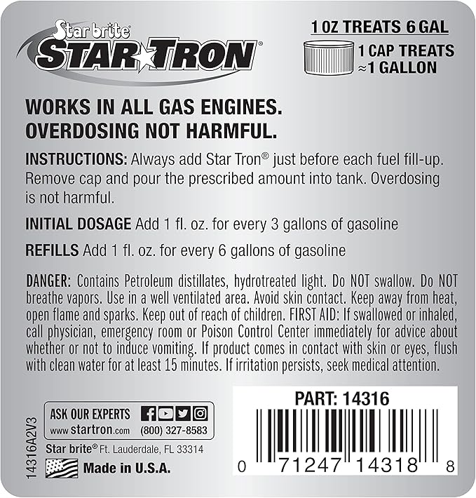 Star Tron Enzyme Fuel Treatment - Small Engine Formula – Gas Additive Rejuvenates & Stabilizes Old Gasoline - Cures & Prevents Ethanol Problems