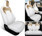 for Tesla Model Y Car Seat Cover Custom Fit 2020 2021 2022 2023 2024 Crocodile and Nappa Leather Seat Cover Full Set Interior Accessories (Crocodile Skin Golden+White)