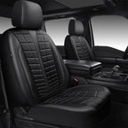 CAR PASS 3D Air Mesh Seat Covers for Car, Leather Car Seat Cover Front Seats, Breathable Foam Premium Leather Mesh Front Seat Covers Universal Fit for Cars Sedans Trucks Vans SUVs, All Black